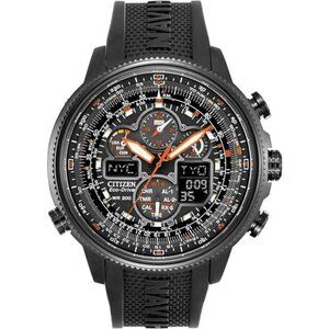 Eco-Drive Pilot, Power Reserve Indicator, Black Rubber Strap (Model: JY8035-04E)